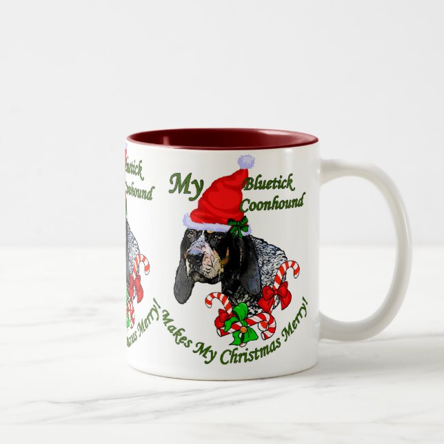 Bluetick Coonhound Christmas Gifts Two-Tone Coffee Mug (Right)