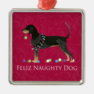 Bluetick Coonhound Christmas Metal Tree Decoration