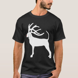 Bluetick Coonhound Christmas Reindeer Antlers Funn T-Shirt