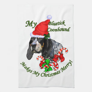 Bluetick Coonhound Christmas Tea Towel