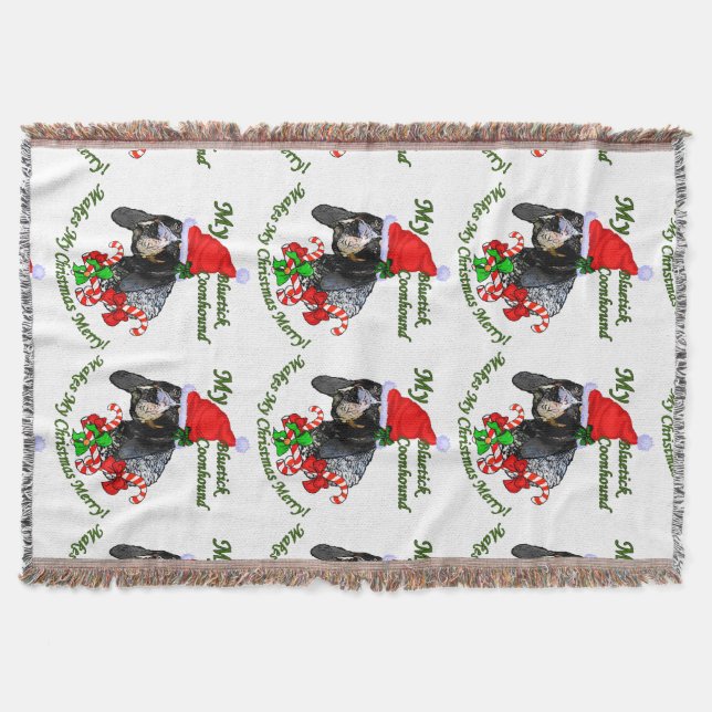Bluetick Coonhound Christmas Throw Blanket (Front)