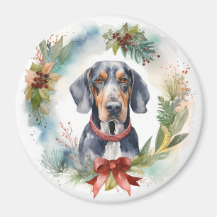 Bluetick Coonhound Christmas Wreath Festive Pup  Magnet