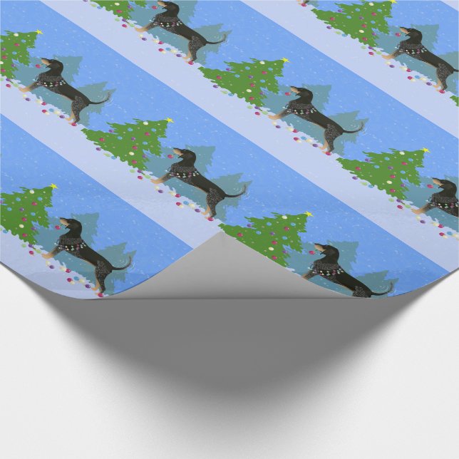 Bluetick Coonhound Decorating Christmas Tree Wrapping Paper (Corner)