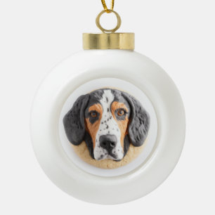 Bluetick Coonhound Dog 3D Inspired Ceramic Ball Christmas Ornament
