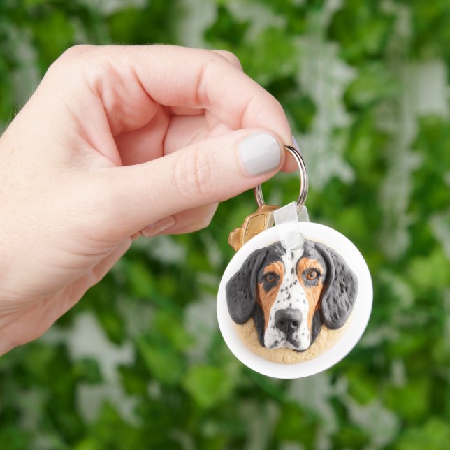 Bluetick Coonhound Dog 3D Inspired Key Ring (Hand)