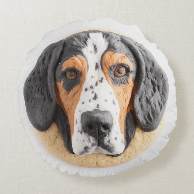 Bluetick Coonhound Dog 3D Inspired Round Cushion (Back)