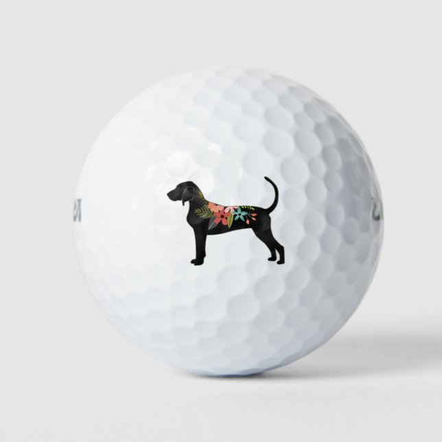 Bluetick Coonhound Dog Breed Boho Silhouette Golf Balls (Front)