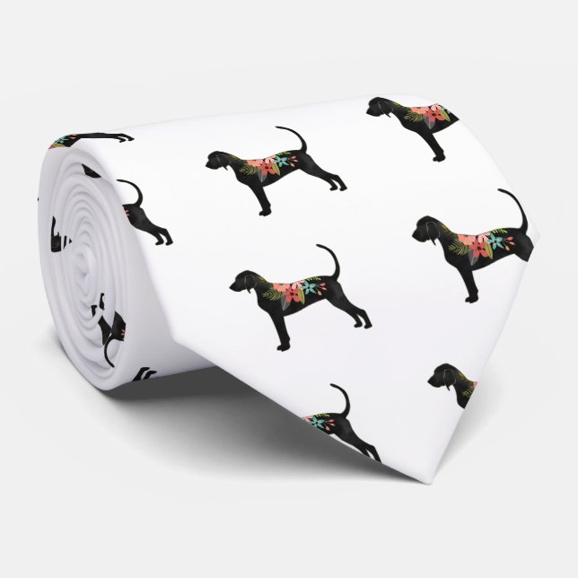 Bluetick Coonhound Dog Breed Boho Silhouette Tie (Rolled)