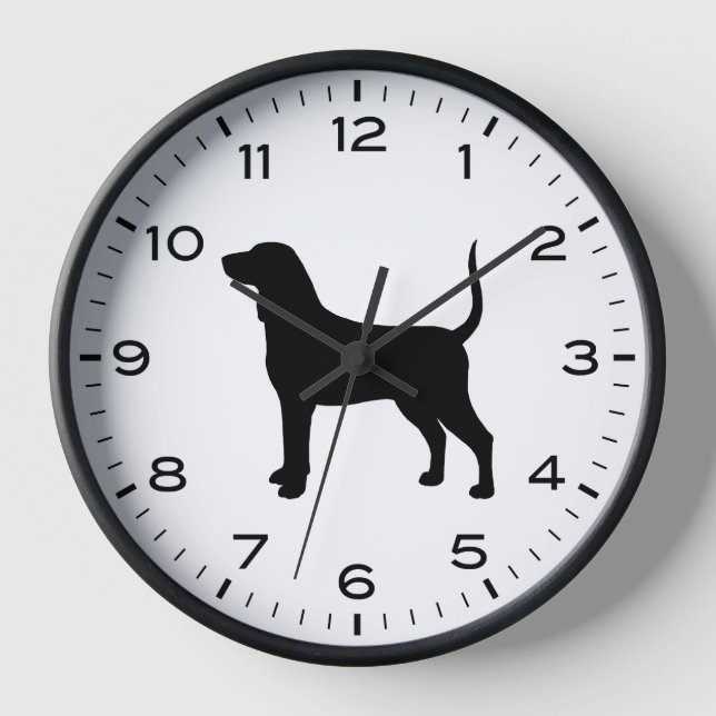 Bluetick Coonhound Dog Breed Silhouette Clock (Front)
