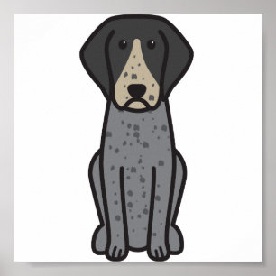 Bluetick Coonhound Dog Cartoon Poster