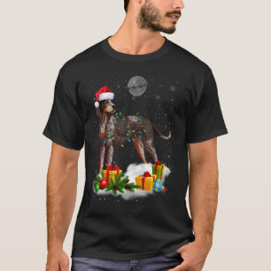 Bluetick Coonhound Dog Christmas Lights Santa Hat T-Shirt