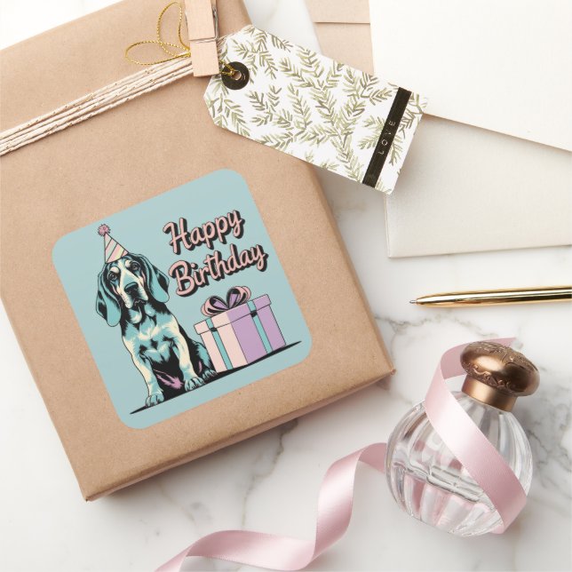 Bluetick Coonhound Dog Colourful Square Sticker (Gifting)