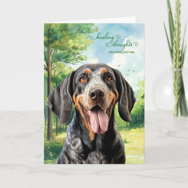 Bluetick Coonhound Dog Country Meadow Get Well Card (Front)