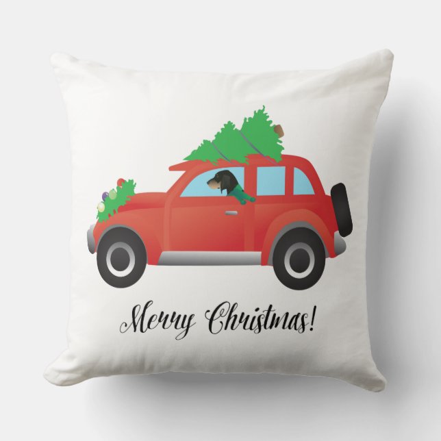 Bluetick Coonhound Dog Driving Christmas Car Cushion (Front)