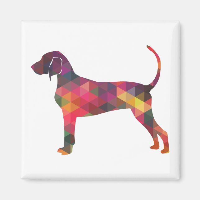 Bluetick Coonhound Dog Geometric Silhouette Magnet (Front)