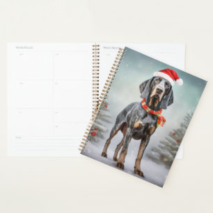 Bluetick Coonhound Dog in Snow Christmas  Planner