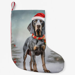 Bluetick Coonhound Dog in Snow Christmas  Small Christmas Stocking