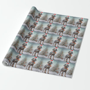 Bluetick Coonhound Dog in Snow Christmas Wrapping Paper
