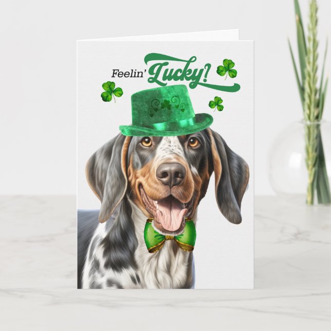 Bluetick Coonhound Dog Lucky St Patrick's Day Holiday Card (Front)