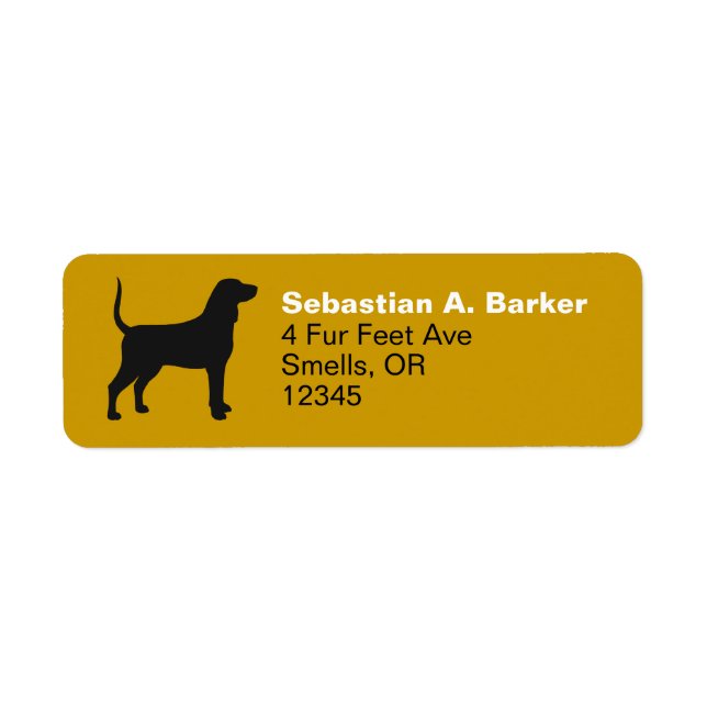 Bluetick Coonhound Dog Silhouette Return Address Label (Front)