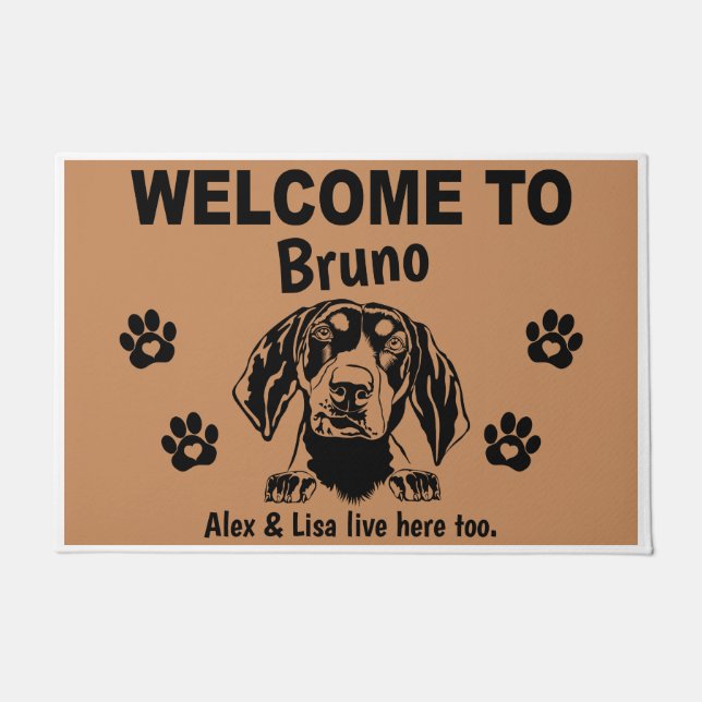 Bluetick Coonhound Dog Welcome Personalized Custom Doormat (Front)