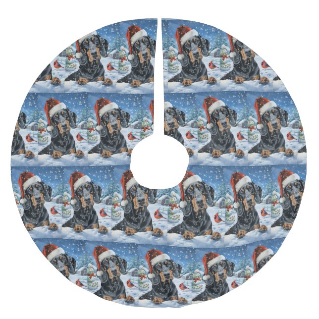 Bluetick Coonhound Dog Winter Wonderland Christmas Brushed Polyester Tree Skirt (Front)
