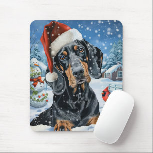 Bluetick Coonhound Dog Winter Wonderland Christmas Mouse Pad