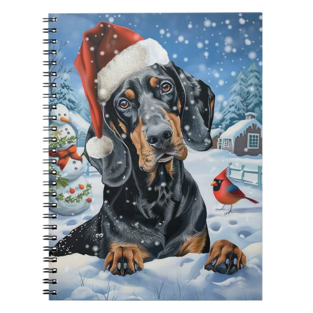 Bluetick Coonhound Dog Winter Wonderland Christmas Notebook (Front)