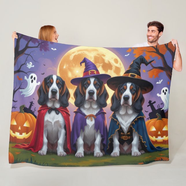 Bluetick Coonhound Dogs Pumpkin Halloween Funny Fleece Blanket (In Situ)
