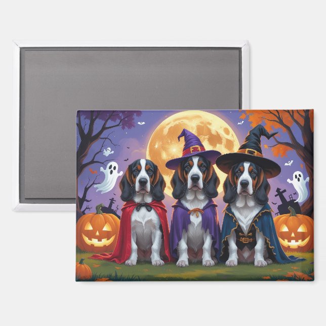 Bluetick Coonhound Dogs Pumpkin Halloween Funny Magnet (Front/Back)