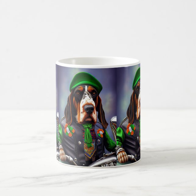 Bluetick Coonhound Driving Bike St. Patrick's Day  Coffee Mug (Center)