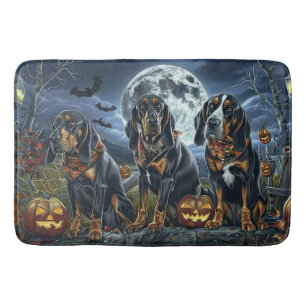 Bluetick Coonhound Halloween Spooky Bath Mat