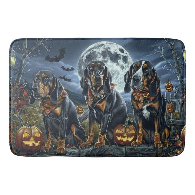 Bluetick Coonhound Halloween Spooky Bath Mat (Front)