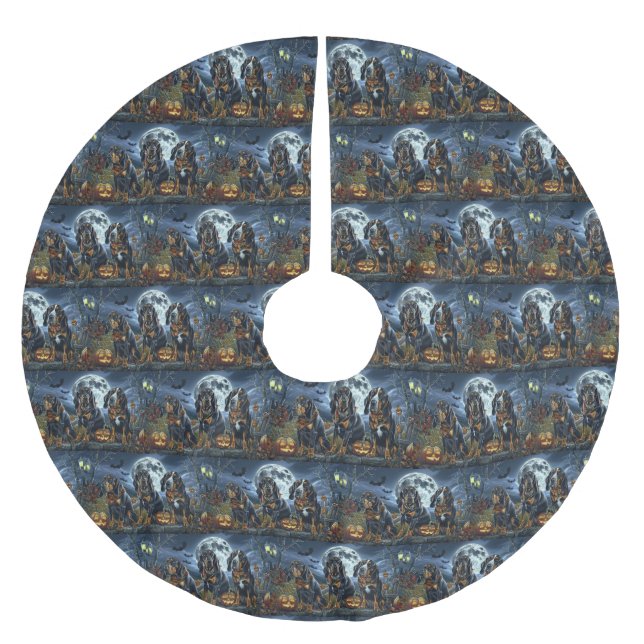 Bluetick Coonhound Halloween Spooky Brushed Polyester Tree Skirt (Front)
