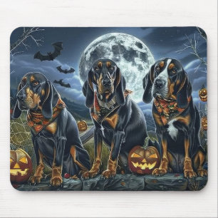 Bluetick Coonhound Halloween Spooky Mouse Pad