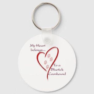 Bluetick Coonhound Heart Belongs Key Ring