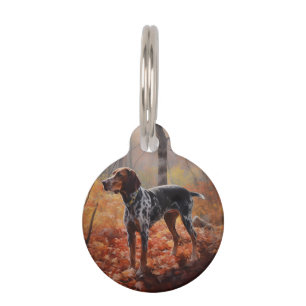 Bluetick Coonhound in Autumn Leaves Fall Inspire Pet Tag