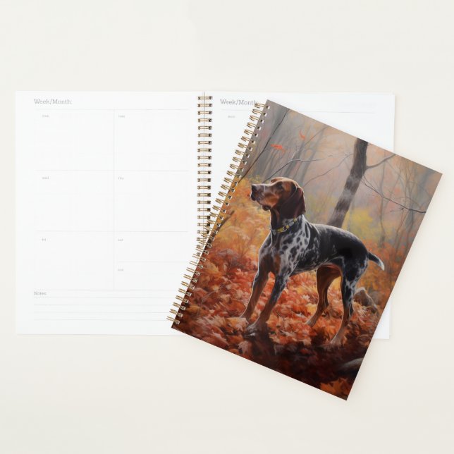 Bluetick Coonhound in Autumn Leaves Fall Inspire Planner (Display)