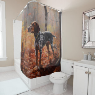 Bluetick Coonhound in Autumn Leaves Fall Inspire Shower Curtain