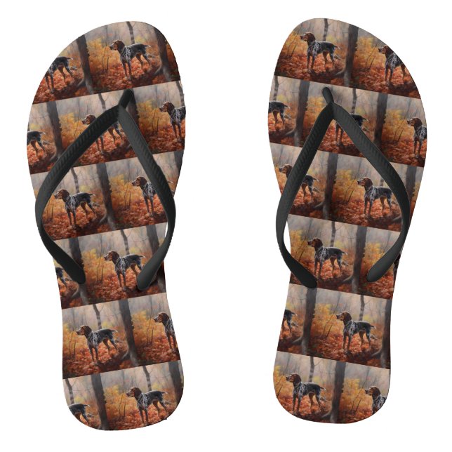 Bluetick Coonhound in Autumn Leaves Fall Inspire Thongs (Footbed)
