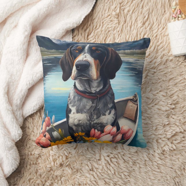 Bluetick Coonhound on a Paddle: A Scenic Adventure Cushion (Blanket)