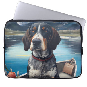 Bluetick Coonhound on a Paddle: A Scenic Adventure Laptop Sleeve