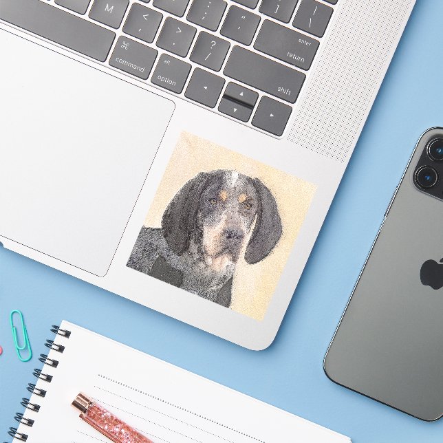 Bluetick Coonhound Painting - Cute Original Dog Ar (Laptop w/ iPhone)