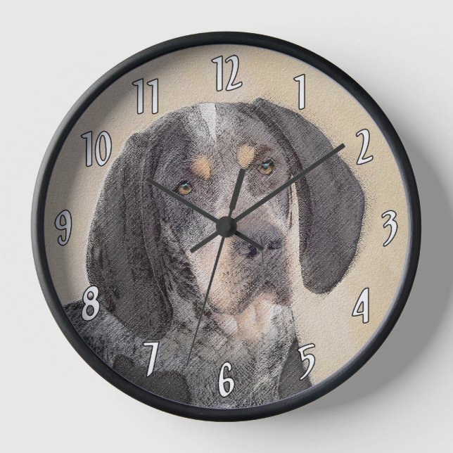 Bluetick Coonhound Painting - Cute Original Dog Ar Clock (Front)