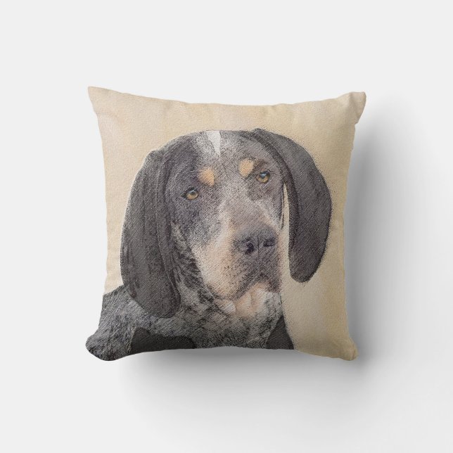 Bluetick Coonhound Painting - Cute Original Dog Ar Cushion (Front)