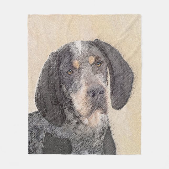 Bluetick Coonhound Painting - Cute Original Dog Ar Fleece Blanket (Front)