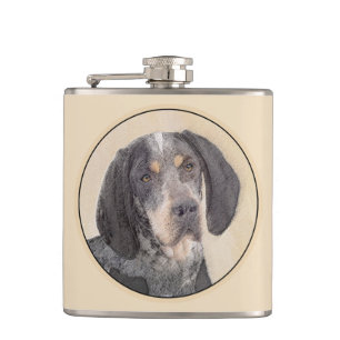 Bluetick Coonhound Painting - Cute Original Dog Ar Hip Flask
