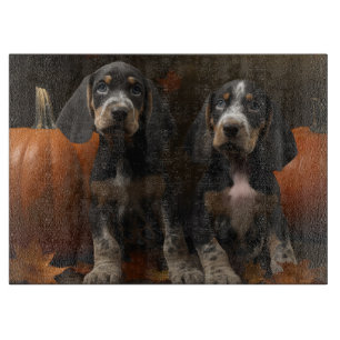 Bluetick Coonhound Puppy Autumn Delight Pumpkin Cutting Board