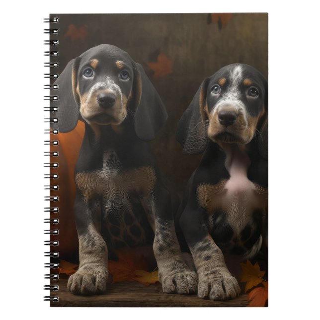 Bluetick Coonhound Puppy Autumn Delight Pumpkin  Notebook (Front)