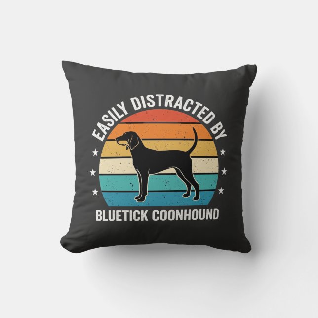 Bluetick Coonhound Retro Sunset Dog Cushion (Front)